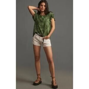 By Anthrpologie Pilcro Heritage Ruffle Tee Tunic Top Floral Printed